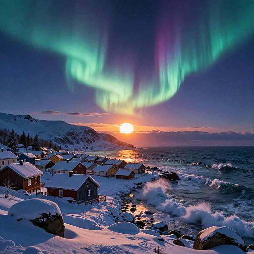 Surreal Alpine Village at Twilight