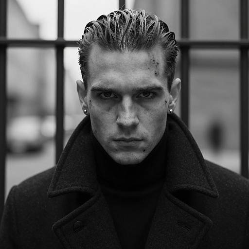 Moody B&W Portrait of a Scarred Man