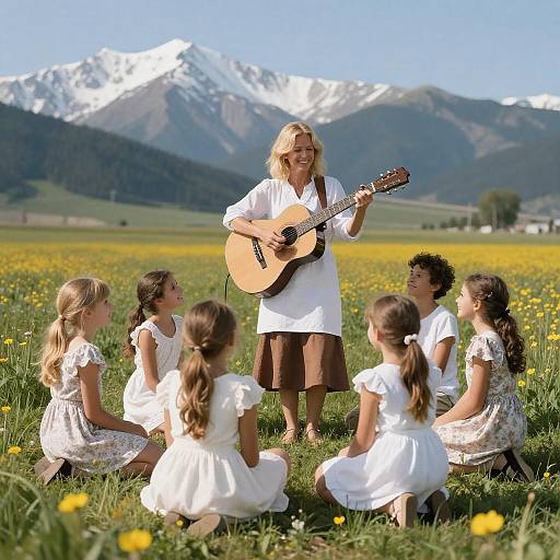 Joyful Gathering in a Flower Field