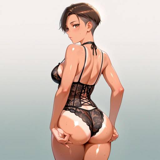 Stylish Cowgirl in Black Lace Lingerie Stylish Cowgirl in Black Lace Lingerie