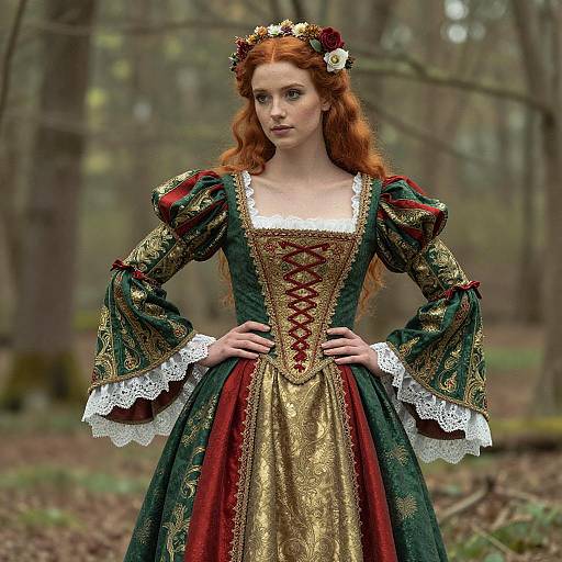 Woman in Elaborate Medieval Irish Costume