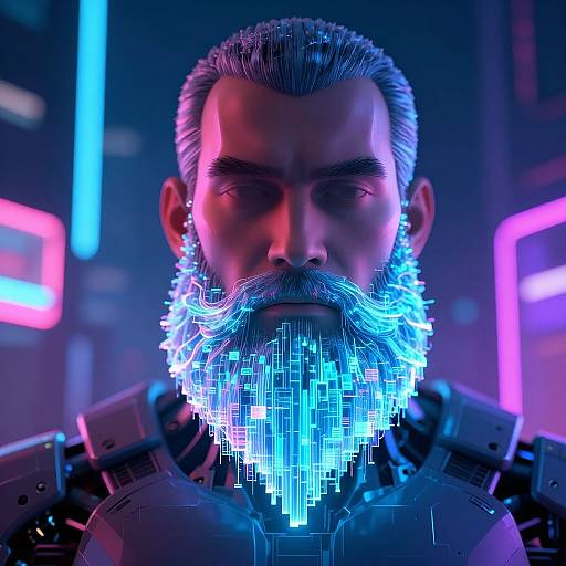 Masculine Robotic Beard AI Art