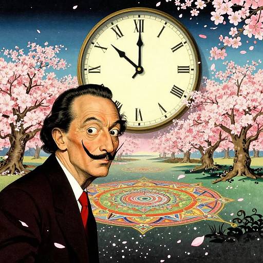 Surreal Ukiyo-e Dreamscape with Clock