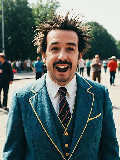 Man in Character Costume with Spiky Hair