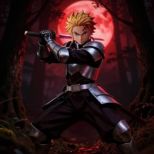 Blonde Demon Slayer Under Red Moon