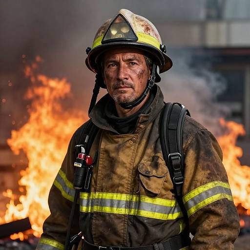 Resolute Firefighter Amidst Flames