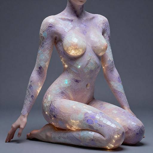 Opal Mosaic Woman with Fractal Lace