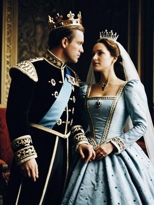 Couple in Royal King and Queen Costumes