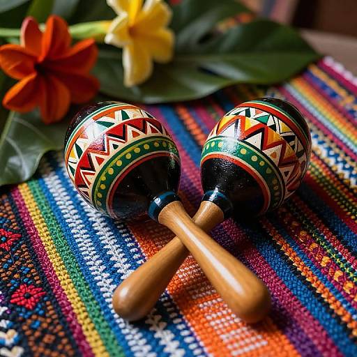 Indigenous Maracas on Woven Cloth