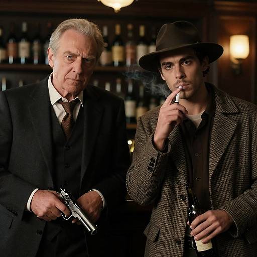 Dramatic Bar Scene with Two Men