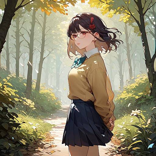 Kaori in a Sunlit School Grove