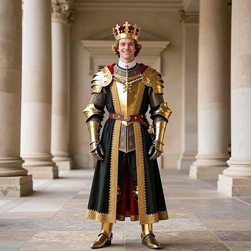 Medieval King in Golden Armor