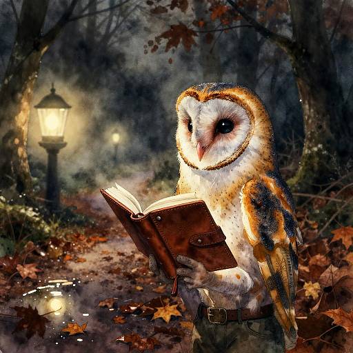 Noir Barn Owl Sleuth in Autumn