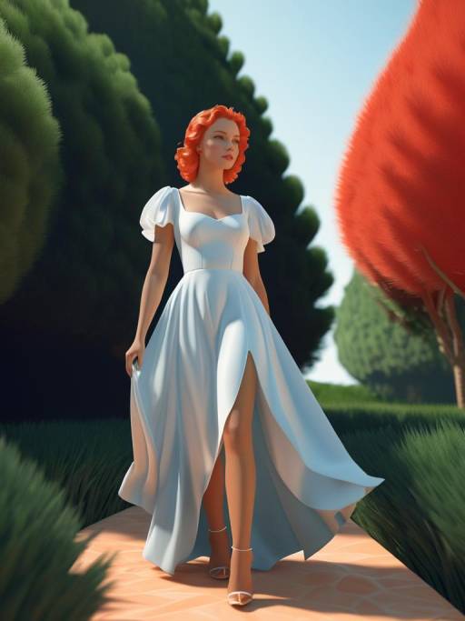Woman in White Dress Walking in Garden