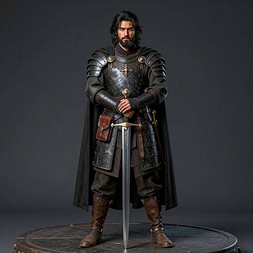 Male Warrior in Dark Medieval Armor