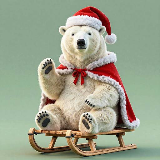 Santa Polar Bear on Sled