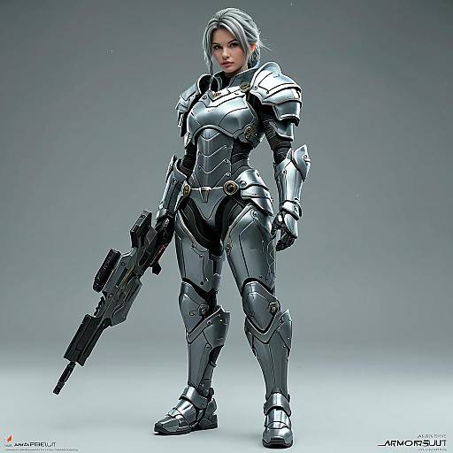 Full Body Girl in Sage Gray Armor