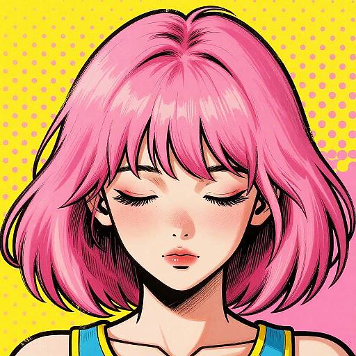 Pop Art Girl with Pink Hair