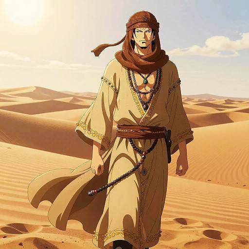 Fearless Desert Nomad in Anime Style