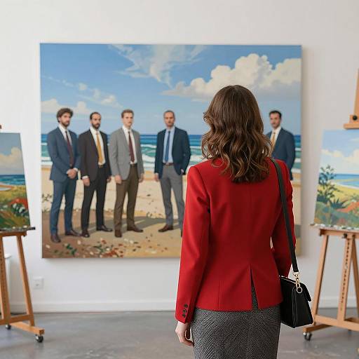 Artist in Studio with Bold Landscape