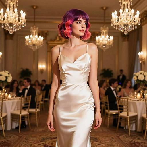 Elegant Woman with Color Bob Haircut