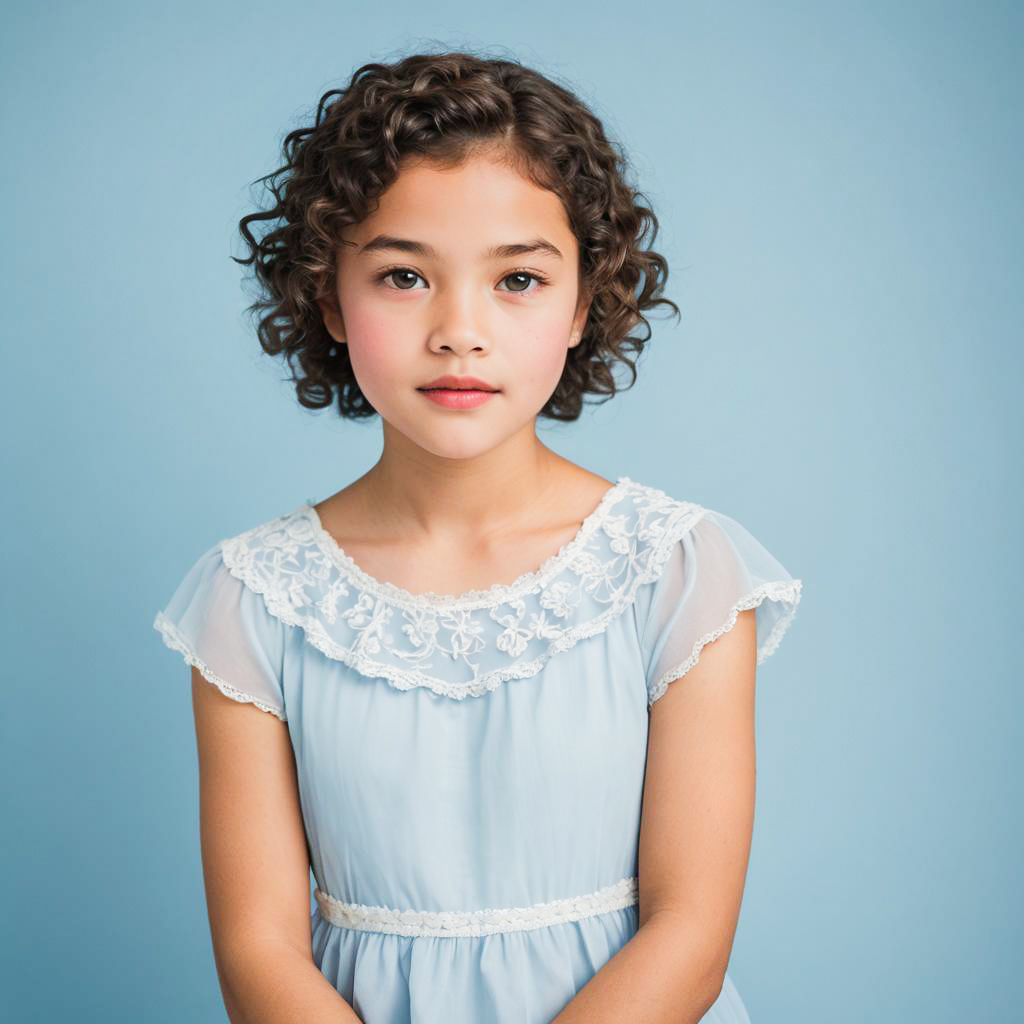 Whimsical Portrait of a Blushing Teen Girl