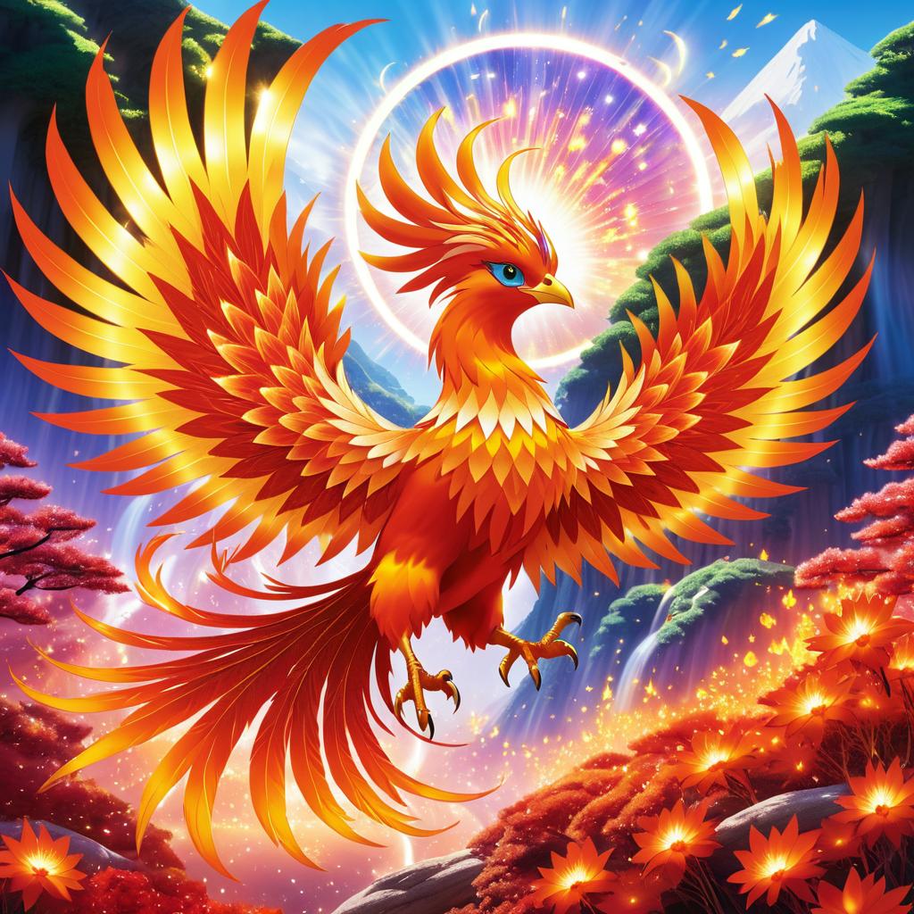 Radiant Phoenix in a Sunlit Valley