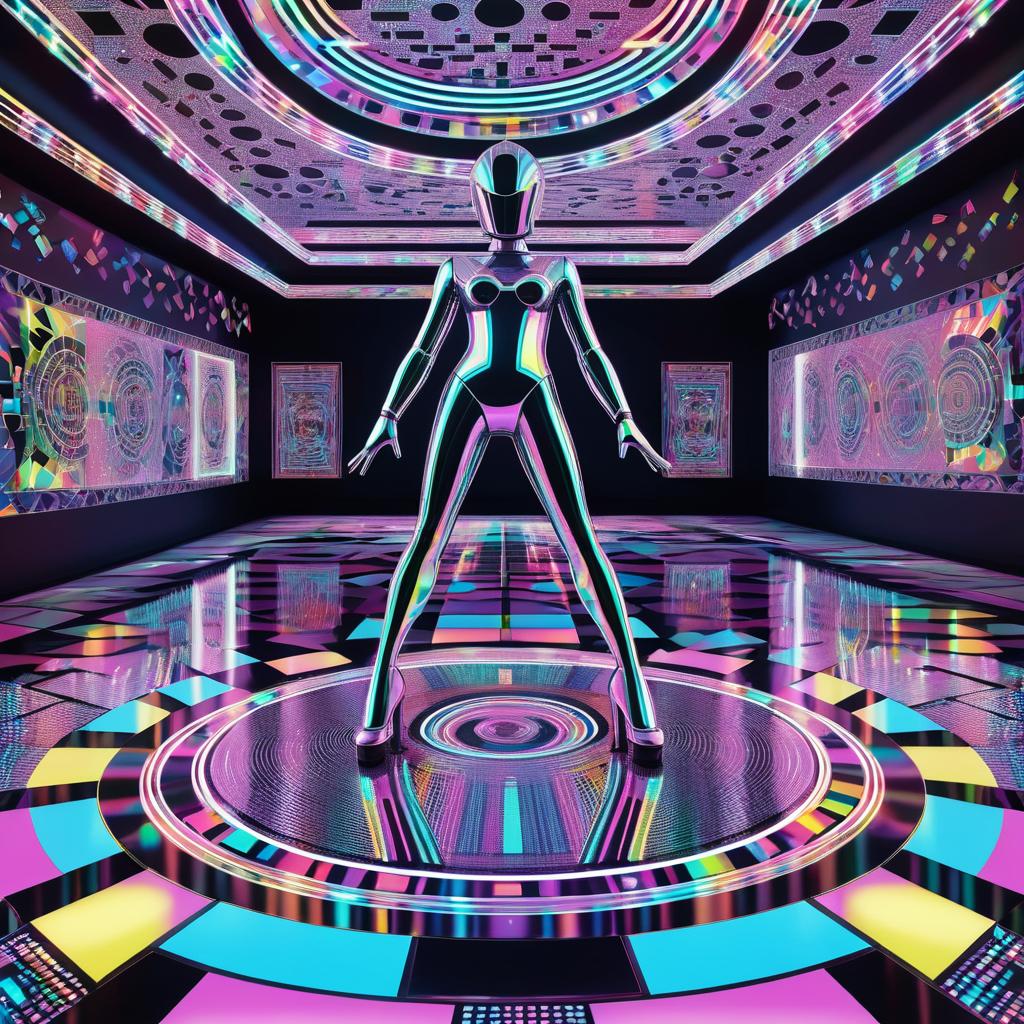 Futuristic Robot Dancing on Neon Disco