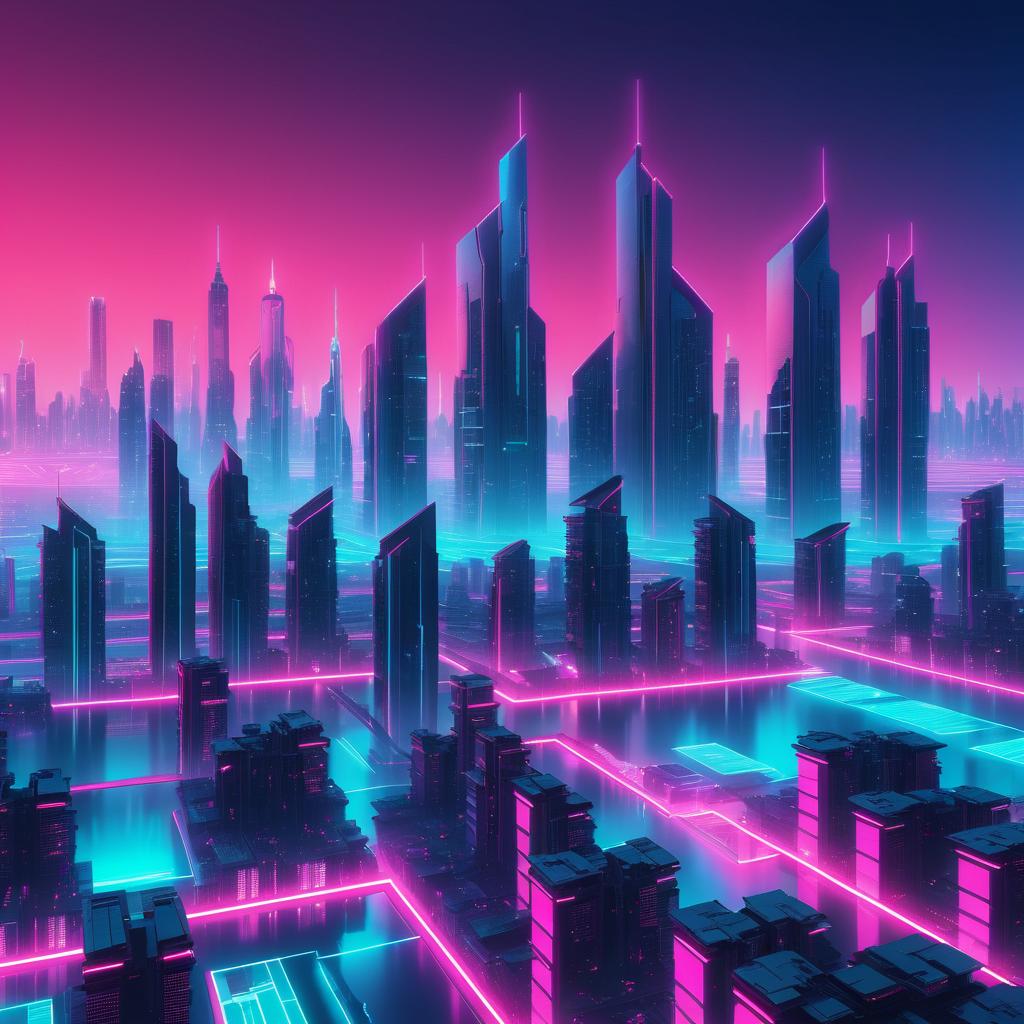 Futuristic City Skyline at Dusk