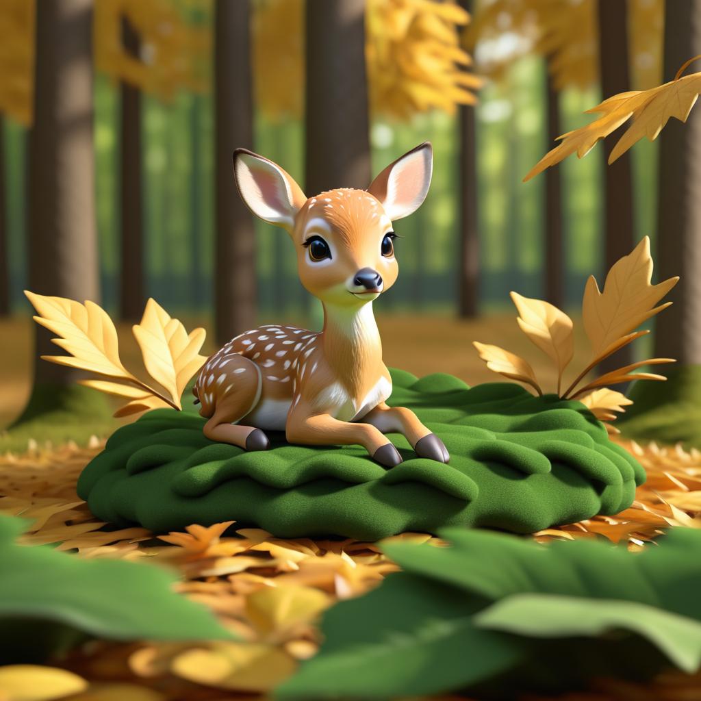 Photorealistic 3D Baby Fawn in Forest