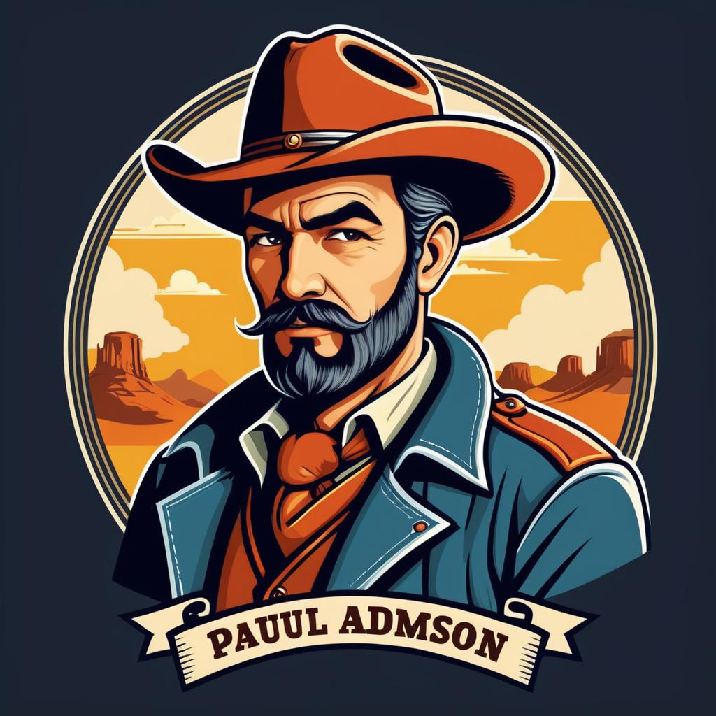 Vintage Western Cartoon Character T-Shirt Design