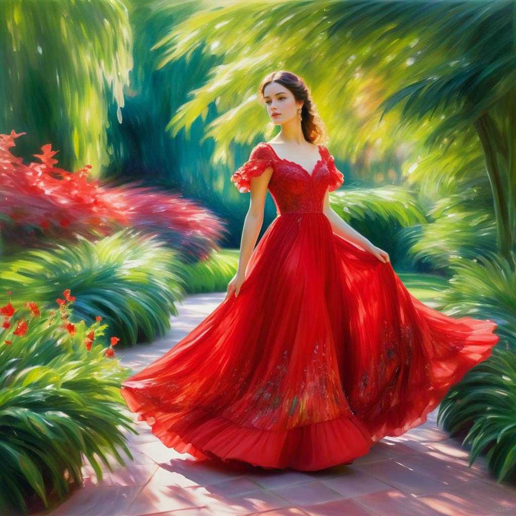 Graceful Woman in a Vibrant Garden