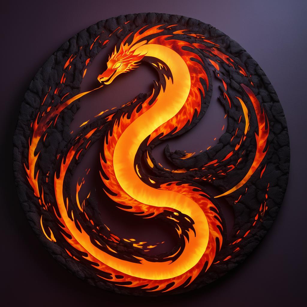 Dynamic Flame-Scaled Serpent Artwork