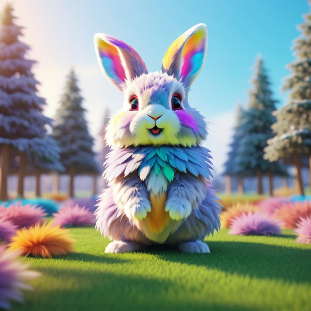 Charming Winged Rabbit in Vibrant Colors