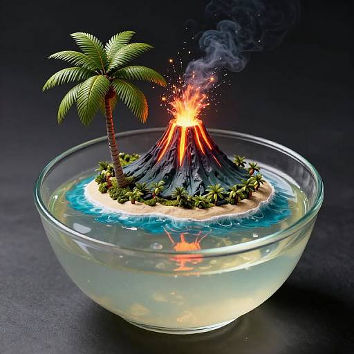 Fantasy Tropical Island in Soup Bowl
