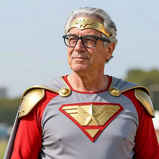Elderly Man in Superhero Costume