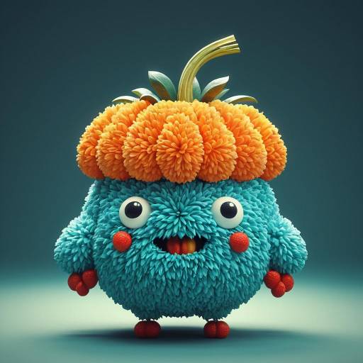 Colorful 3D Puffy Cloud Creature Character