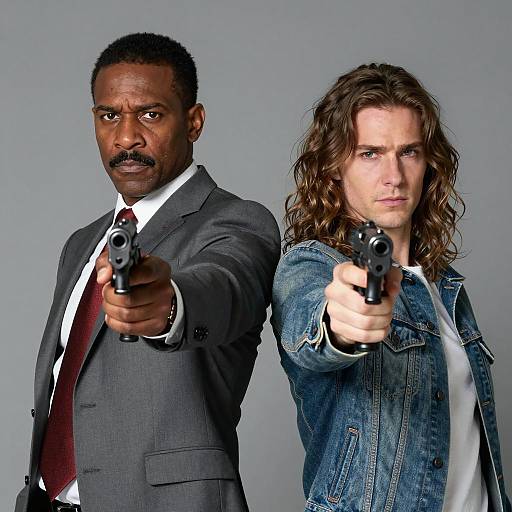 Two Men Pointing Pistols