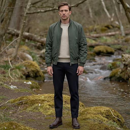 Man in Serene Forest Glade