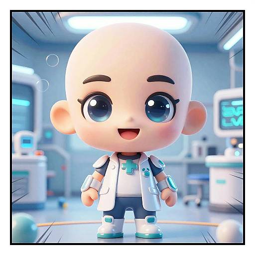 Cheerful Futuristic Chibi Medic