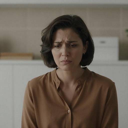 Worried Woman with Short Dark Hair