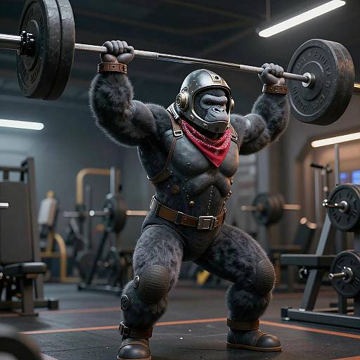 Futuristic Cybernetic Gorilla Deadlifting