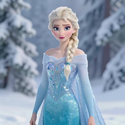 Realistic Digital Art of Elsa in Winter