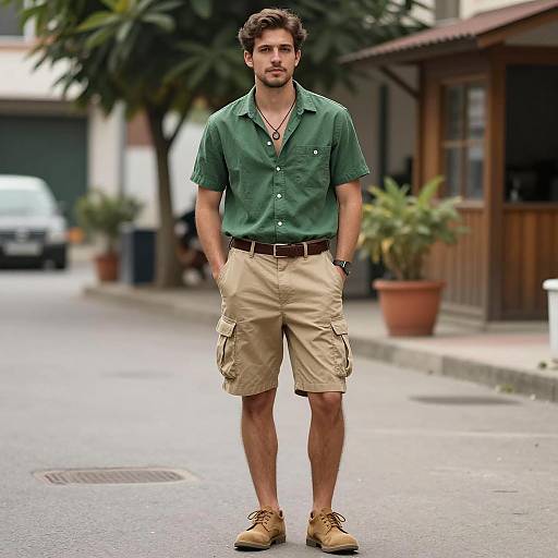 Young Man in Casual Summer Outfit Outdoors