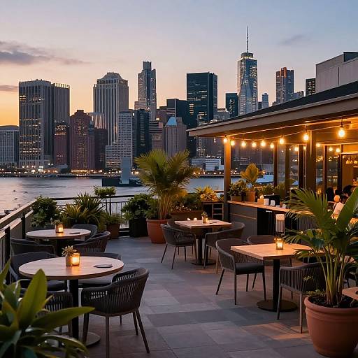 Cozy Terrace Overlooking City Sunset