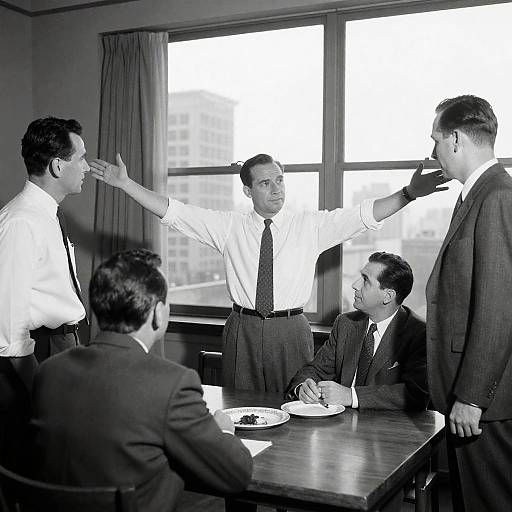 Mid-20th Century Meeting in Black and White