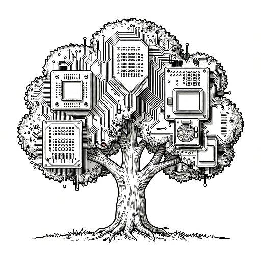 Circuit Board Morphing Into Tree