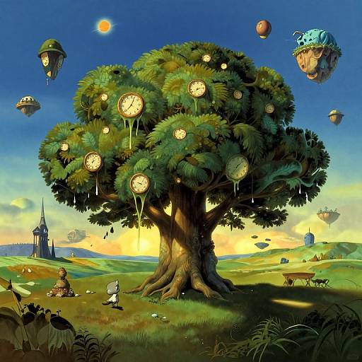 Surreal Dreamscape with Melting Tree