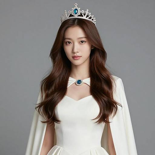 Girl in White Dress with Crown