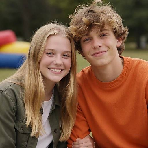 Smiling Young Couple in Nature